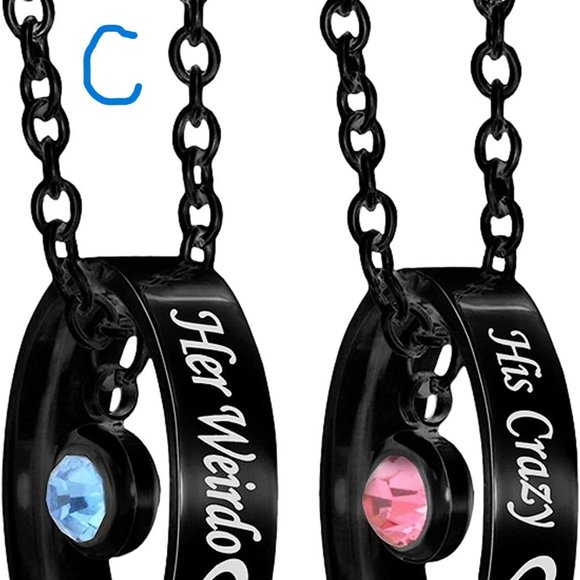 New Matching Necklaces for Couples, His and Hers Engraved Ring Pendant - Picture 3 of 9